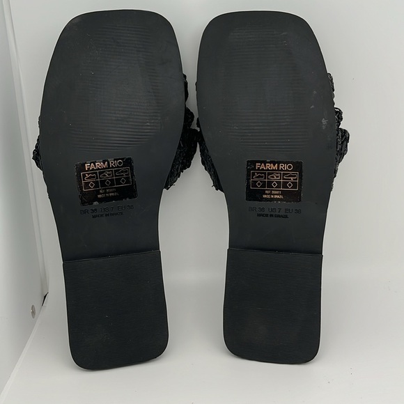 Farm Rio Ruffle Black Crochet Casual Slide Sandals Size 7 - NEW - Picture 11 of 11